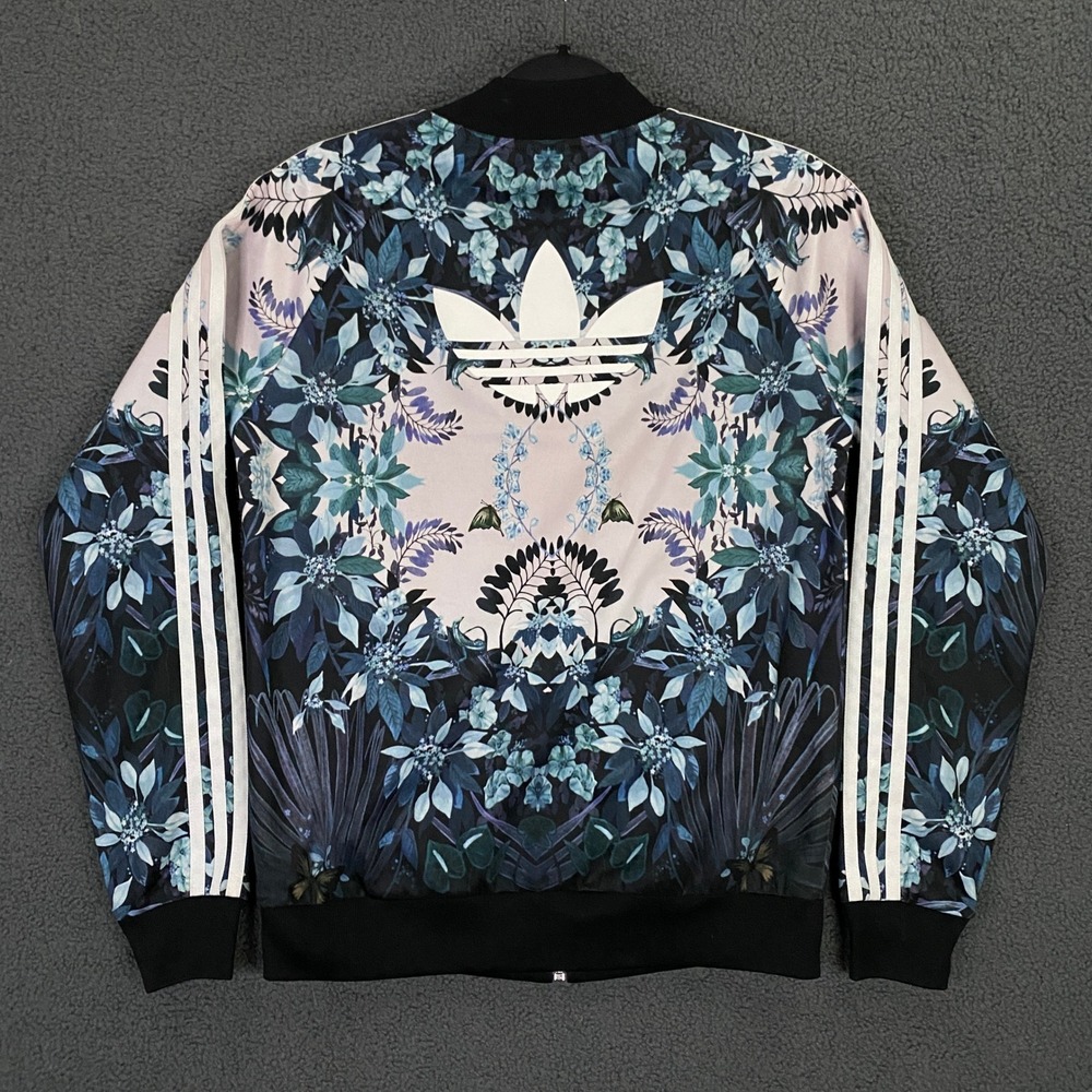 Adidas x Farm Rio Track Jacket Women Small Blue Floral Zip Up Trefoil - Picture 7 of 13